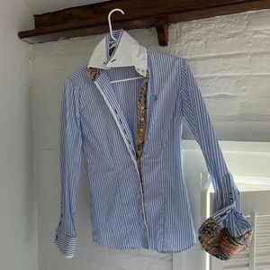 Preppy Blue and White Stripped Button Down